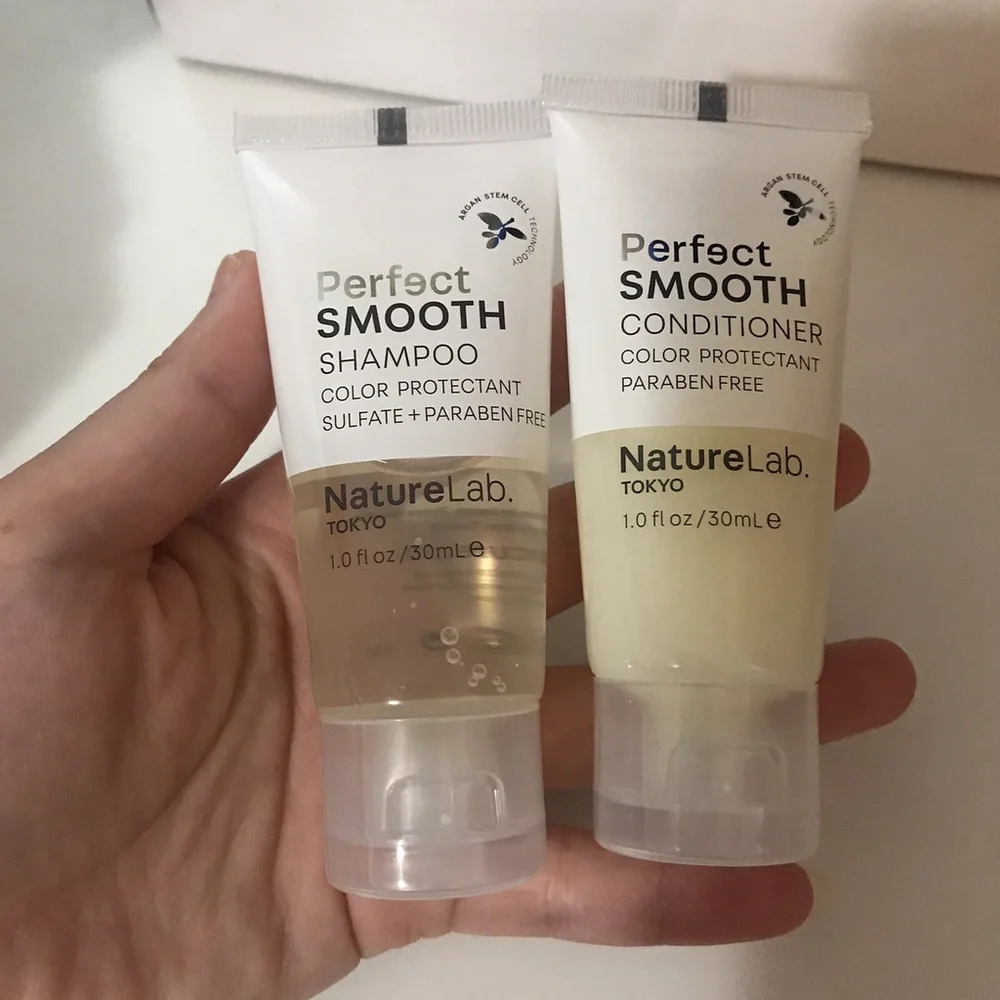 Nature Lab Tokyo Perfect Smooth Shampoo & Conditioner Lot Set Travel Size 1oz